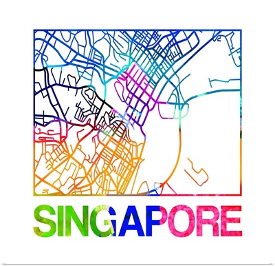 Singapore Watercolor Street Map