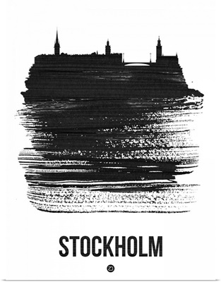 Stockholm Skyline Brush Stroke Black