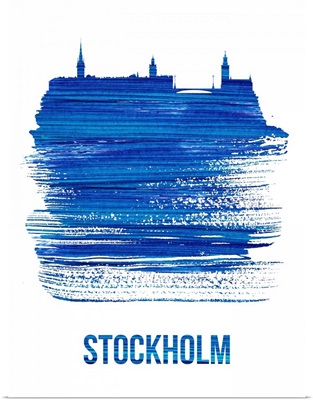 Stockholm Skyline Brush Stroke Blue