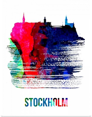 Stockholm Skyline Brush Stroke Watercolor