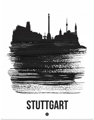 Stuttgart Skyline Brush Stroke Black