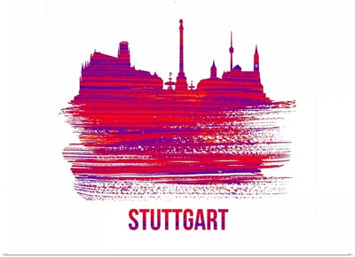 Stuttgart Skyline Brush Stroke Red