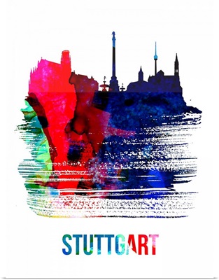 Stuttgart Skyline Brush Stroke Watercolor