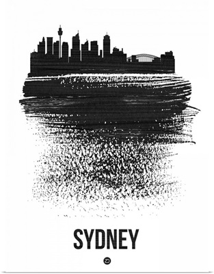 Sydney Skyline Brush Stroke Black