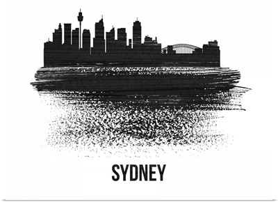 Sydney Skyline Brush Stroke Black II