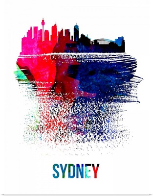 Sydney Skyline Brush Stroke Watercolor