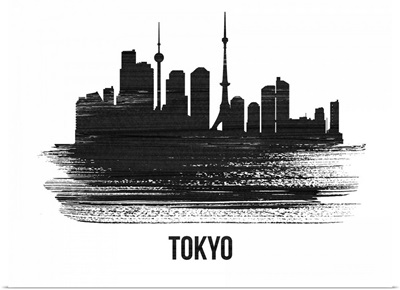 Tokyo Skyline Brush Stroke Black II