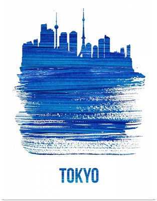 Tokyo Skyline Brush Stroke Blue