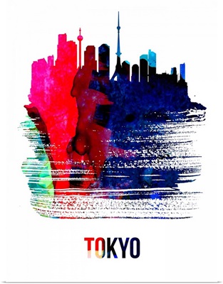 Tokyo Skyline Brush Stroke Watercolor