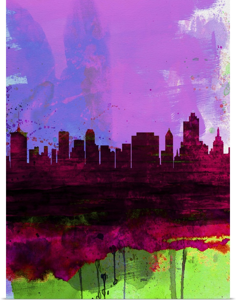 Tulsa Watercolor Skyline II