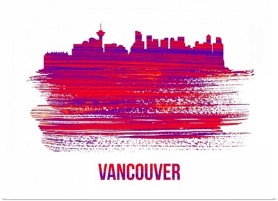Vancouver Skyline Brush Stroke Red
