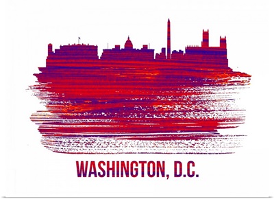 Washington, D.C. Skyline Brush Stroke Red
