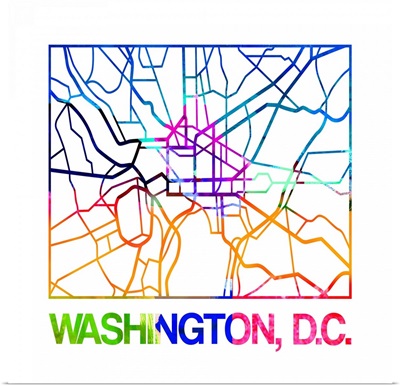 Washington D.C. Watercolor Street Map