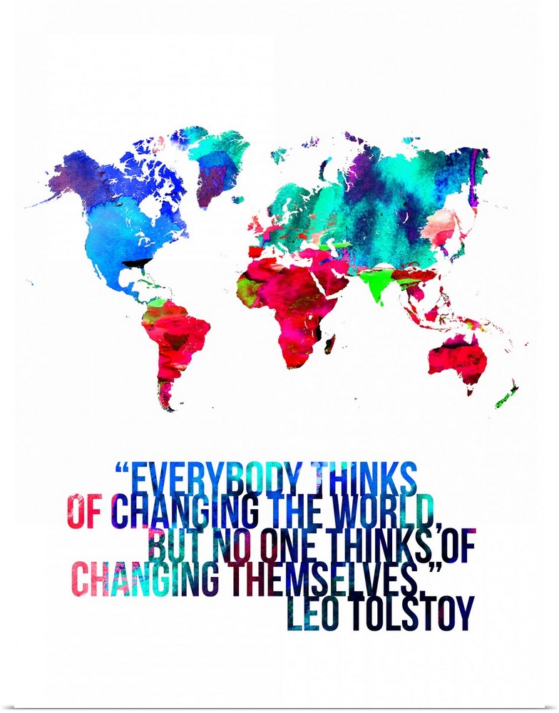 World Map Quote - Leo Tolstoy