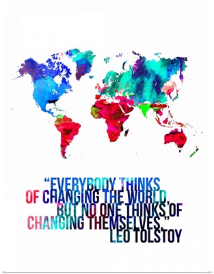 World Map Quote - Leo Tolstoy
