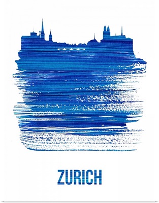 Zurich Skyline Brush Stroke Blue