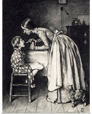 Aunt Polly Giving Tom Sawyer Medicine (Study)