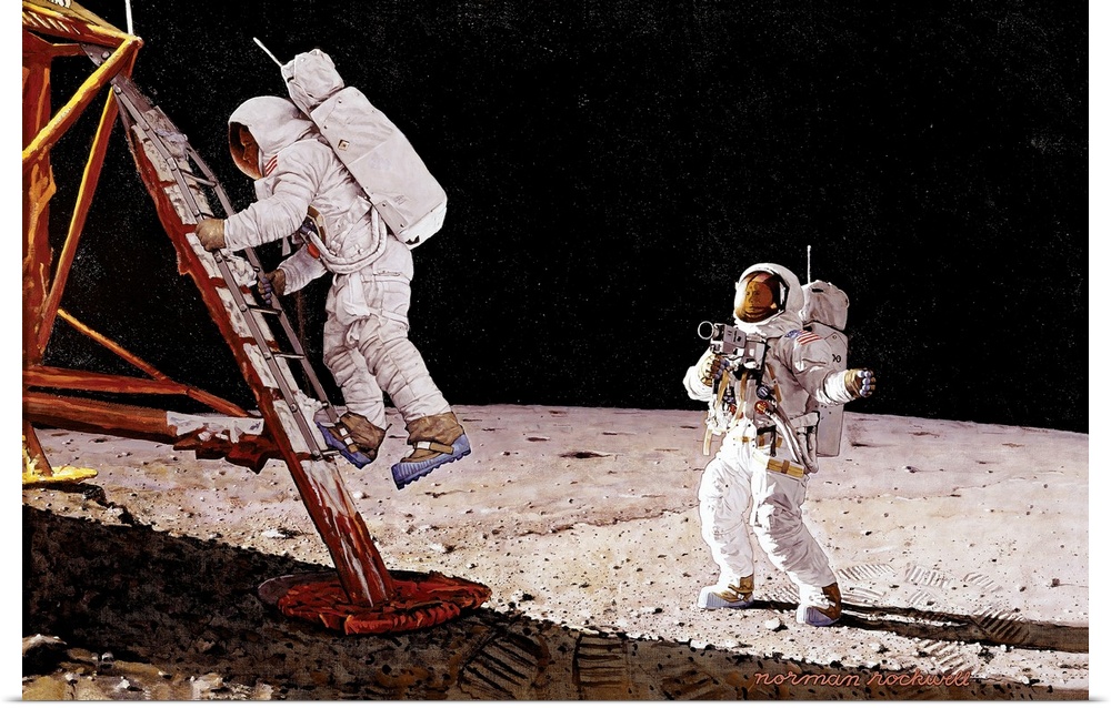 In 1966 Look magazine commissioned Rockwell to paint several works marking the imminent landing of humans on the Moon. Alt...