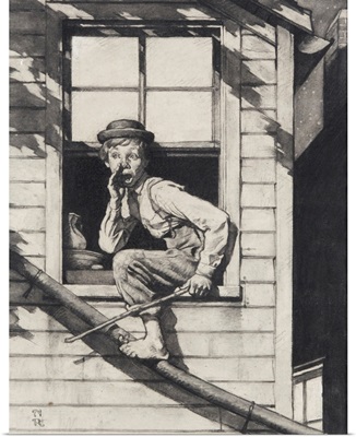 Tom Sawyer Sneaking Out Window (Study)