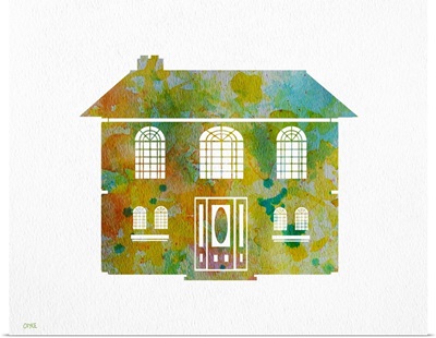 Watercolor splatter house