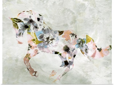Colorful Abstract Floral Horse