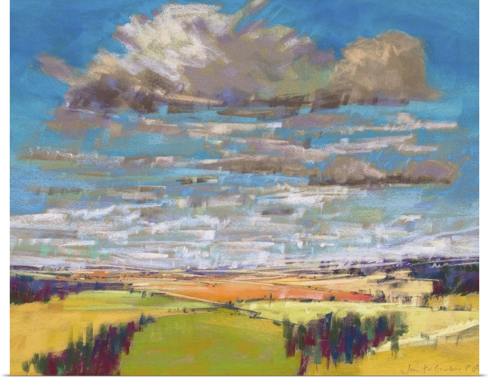 Contemporary painting of an endless landscape in the countryside.