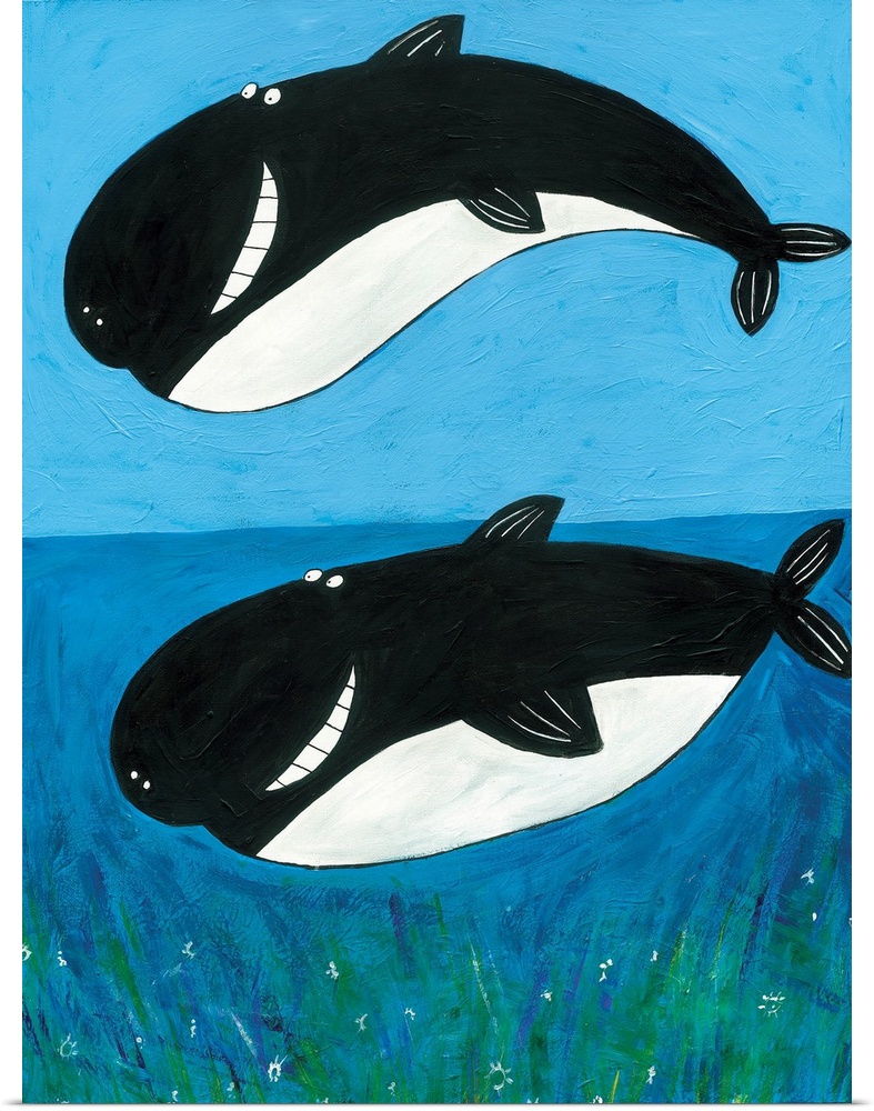 Illustrated whale art by artist Carla Daly.