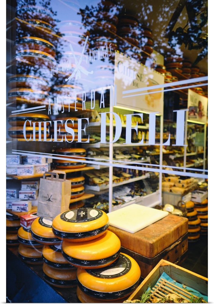 Whole Wheel of Dutch Chesses in a Store Display, Amsterdam, Netherlands