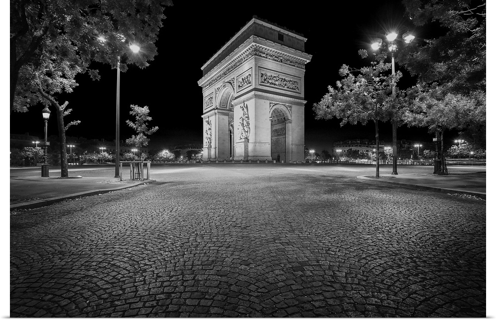 Fine art photo of the Arc de Triomphe, a landmark on the Champs Elysees in Paris.
