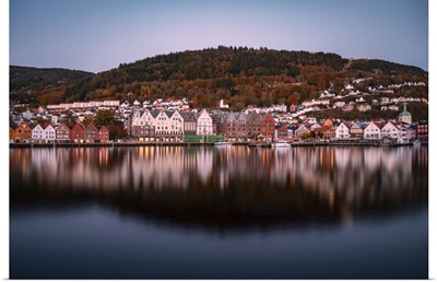 Bergen Harbor In Reflection