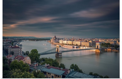 Budapest In Golden Sunset