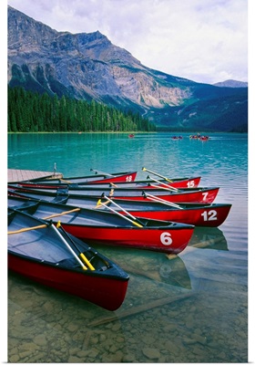Canoes  at a Dock, Emerald Lake, British Columbia, Canada
