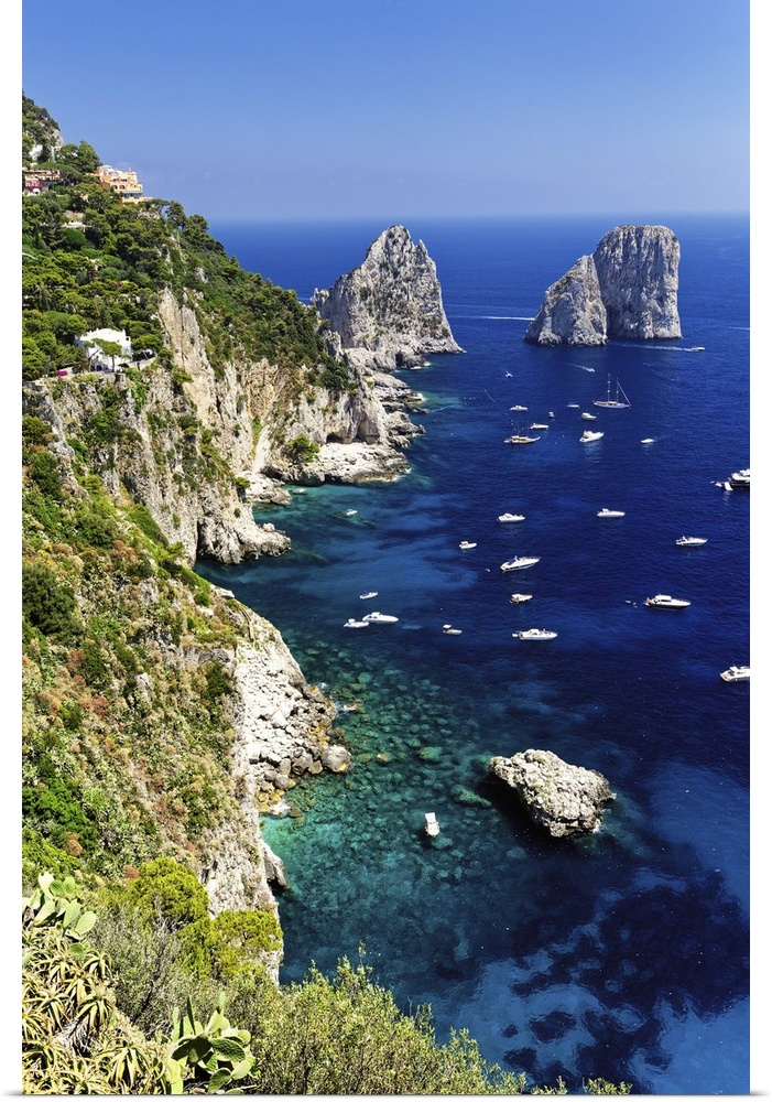 Capri Coastline with the Rocks of Faraglioni, Campania, Italy.