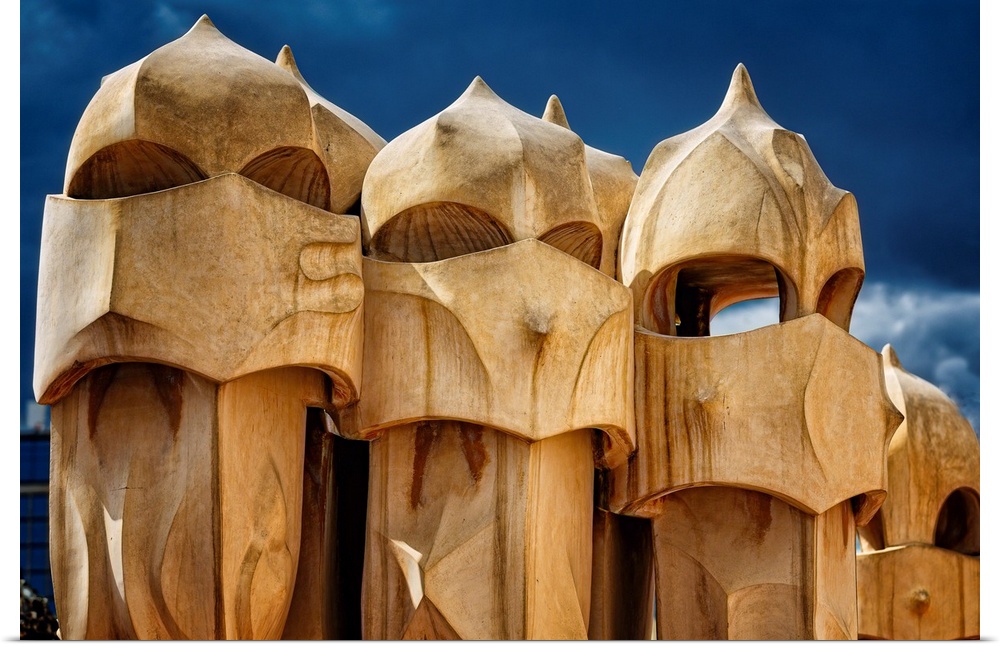 Chimneys of La Pedrera, Barcelona, Catalonia, Spain.