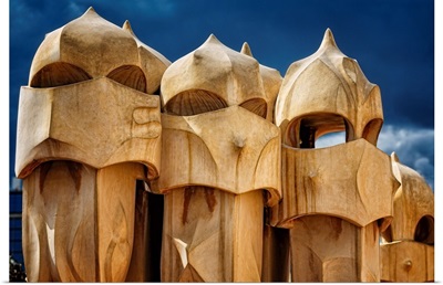 Chimneys Of La Pedrera, Barcelona, Catalonia, Spain