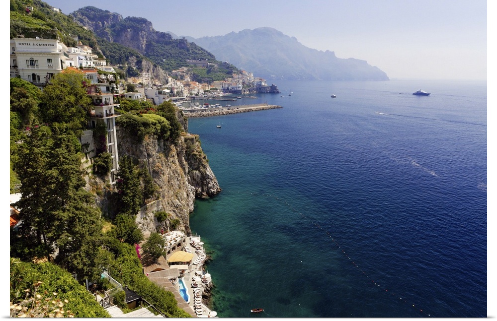 High Angle View of the Amalfi Coastline at Amalfi, Campania, Italy