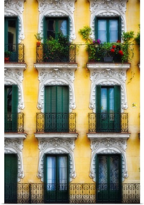 Colorful Balconies In Madrid, Spain