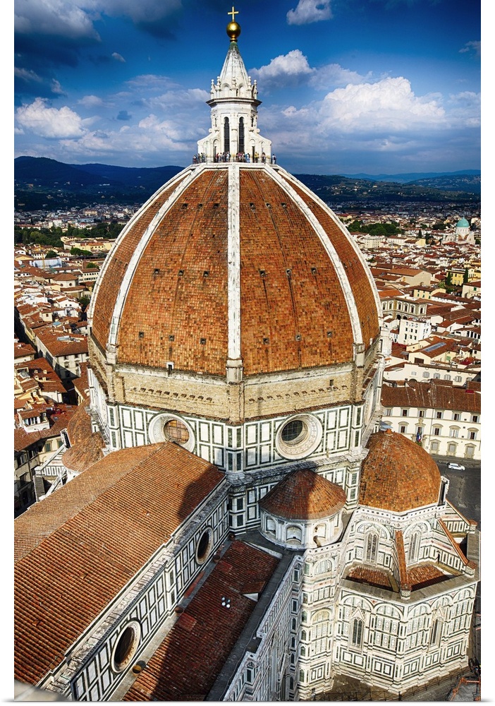 High angle view of the Florence with the Dome of the Basilica of Saint Mary of the Flower, Tuscany, Italy.