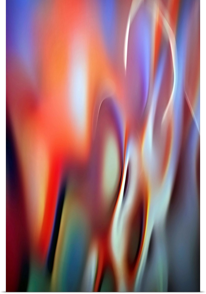 Abstract photograph of colorful flames from a fire.