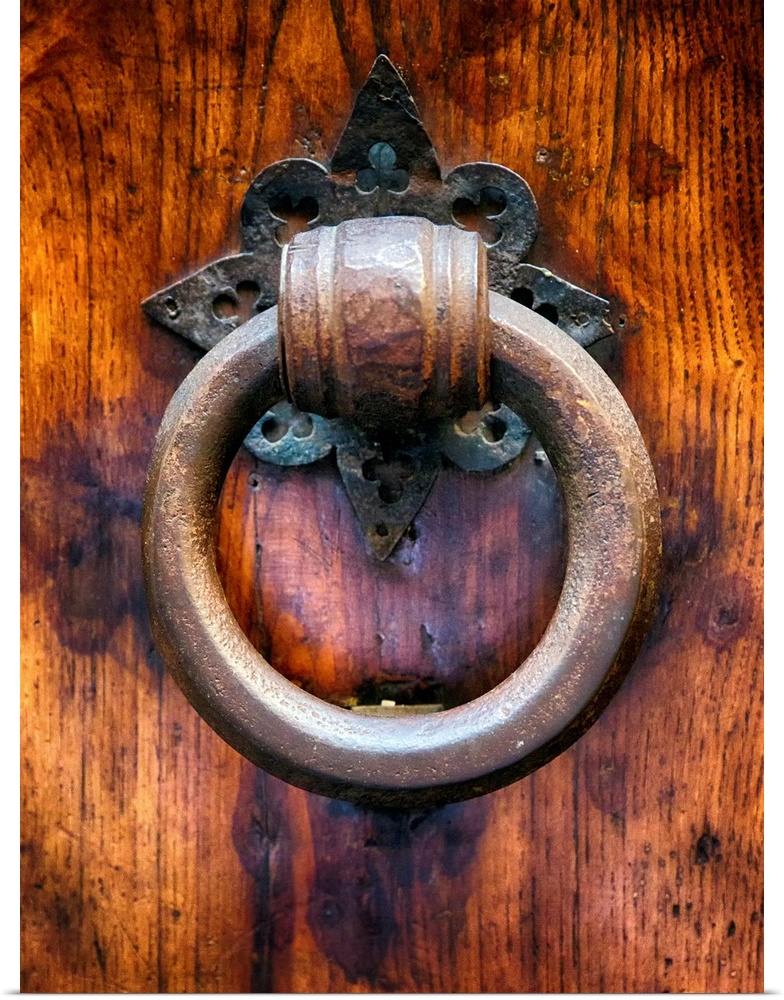 Close Up View of an Old 15th Century Door Knocker, Florence, Tuscany, Italy.