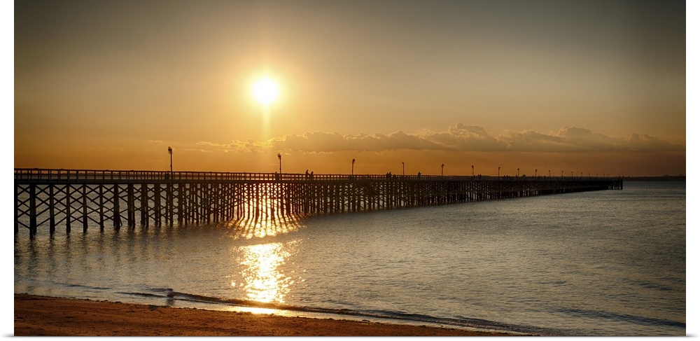 Golden Sunlight over a Wooden Pier, Keansburg, Monmouth County, New Jersey, USA.