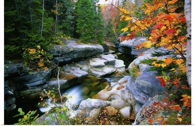 Granite Rocks Of Ammonoosuc River In Fall, White Mountains, New Hampshire