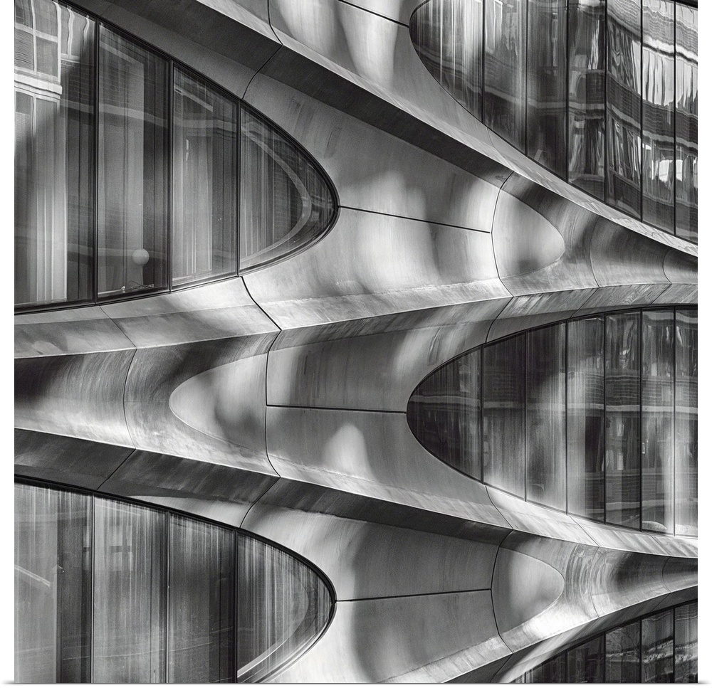 Futuristic Building Facade Details of a Zaha Hadid Designed Building, Manhatta, New York