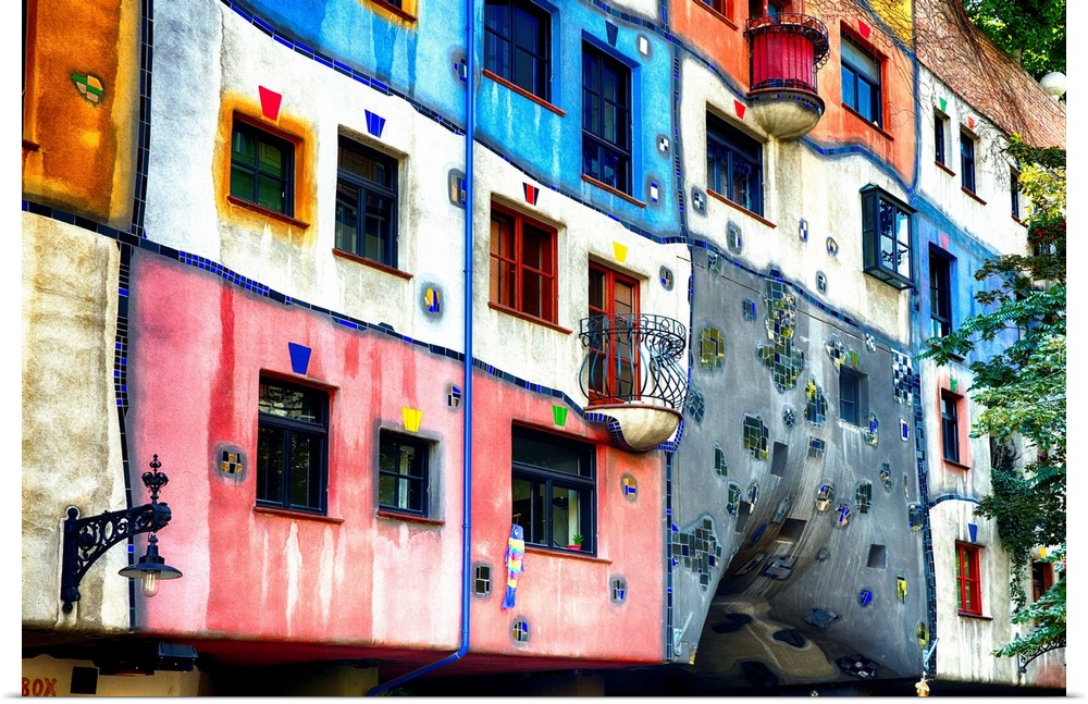 Colorful Impressionistic Architecture of the Hundertwasser House.