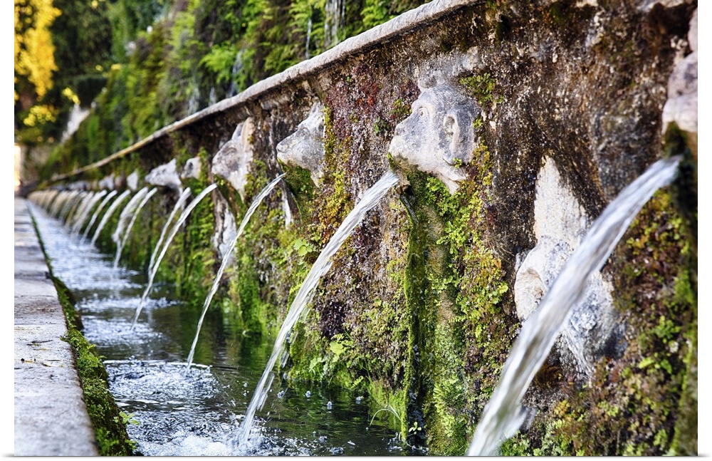 The Hundred Fountains covered in moss at the Villa d'Este in Tivoli, Italy.