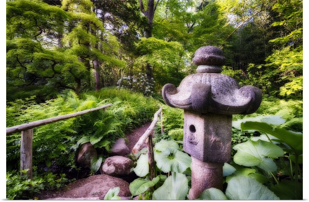 Japanese Garden Path witha Stone Lantern, Willowwood Arboretum, Somerset County, New Jersey