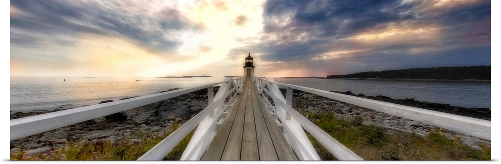 Panoramic View of the the Marshall Point Lighthouse at Sunset, M