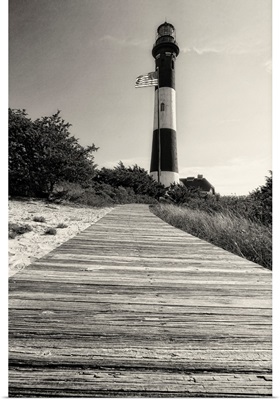 Low Angle View of the Fire Island Lighthouse with a Boardwalk, L