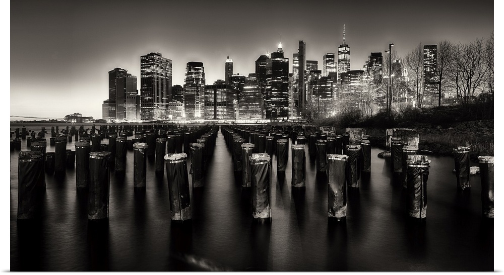 Lower Manhattan Nightscape Viewed from Brooklyn, New York City.