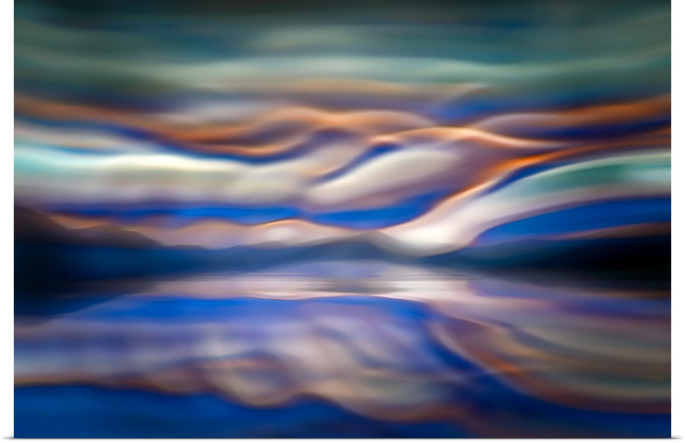 Abstract photography, composite of two separate images - this is a representation of Slocan Lake on a gorgeous morning sun...